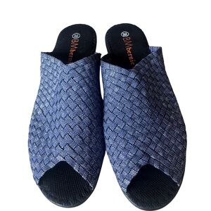 Bernie Mev Blue Woven Slide Sandals Comfort Shoes Women EU 38 NWOB $89 7.5 US